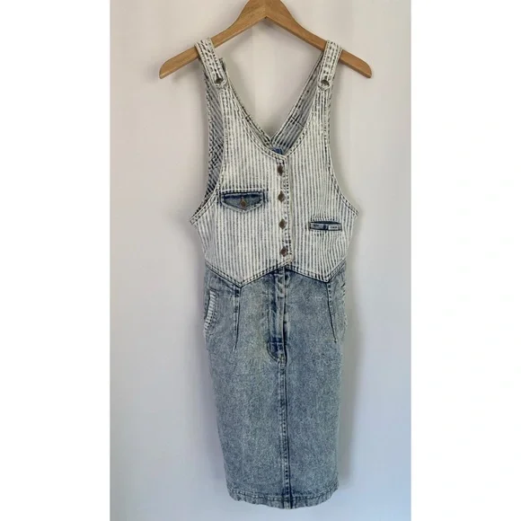 Chiori | Dresses | 8s Acidwash Denim Dress Vintage Retro | Poshmark